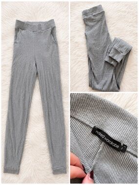 naked wardrobe Light Gray Ribbed Knit Leggings